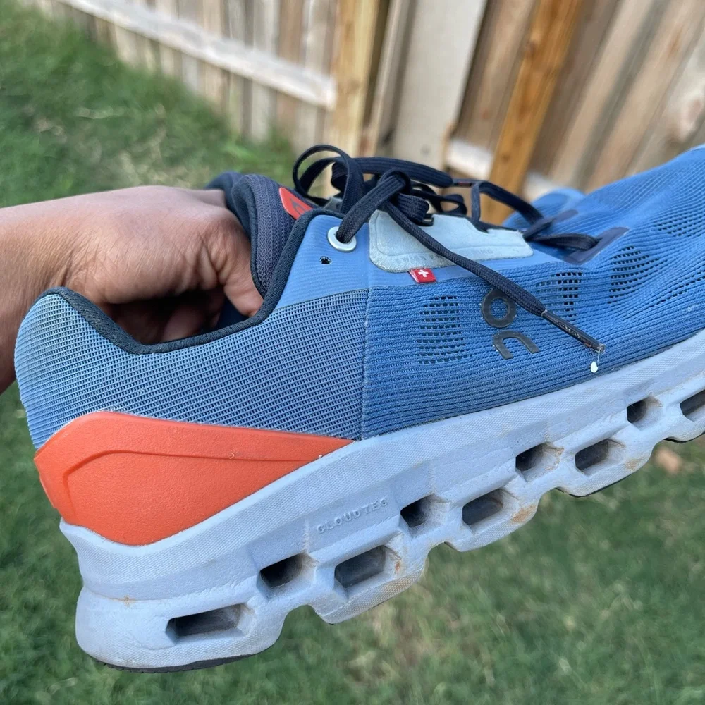 ON Men's Cloudstratus Running Sneaker Shoes, 39.99213 Lake/Flare, SZ 10.5_5